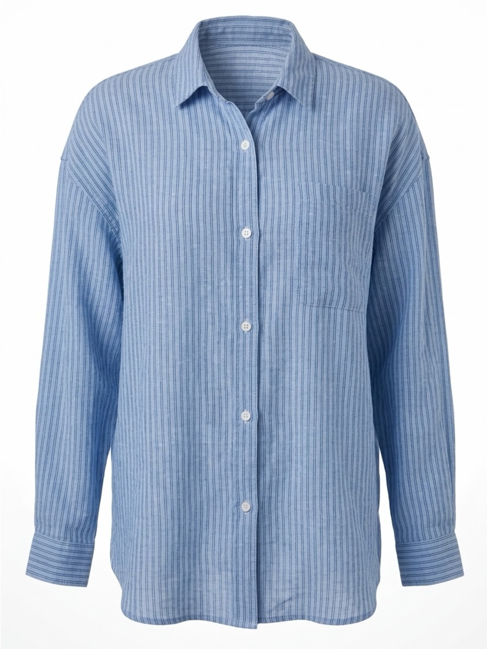 Roots Organic Cotton Isla Light Blue Striped Button-Down Shirt